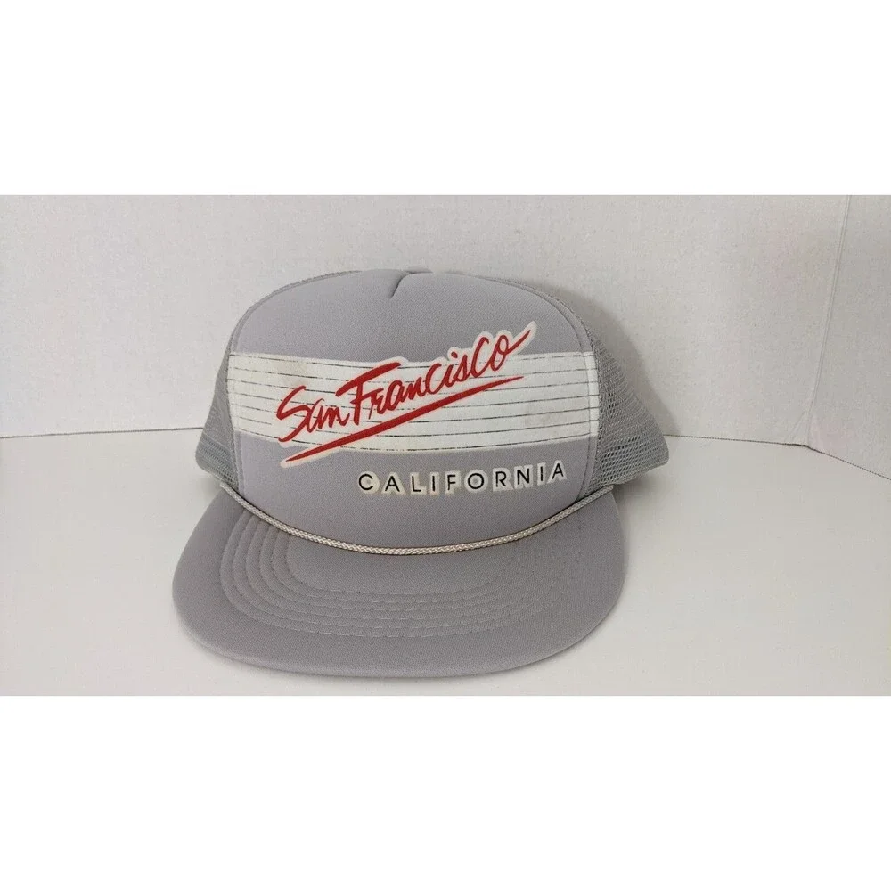Vintage SNCO Import Grey San Francisco California 3D Snapback Mesh Trucker Hat